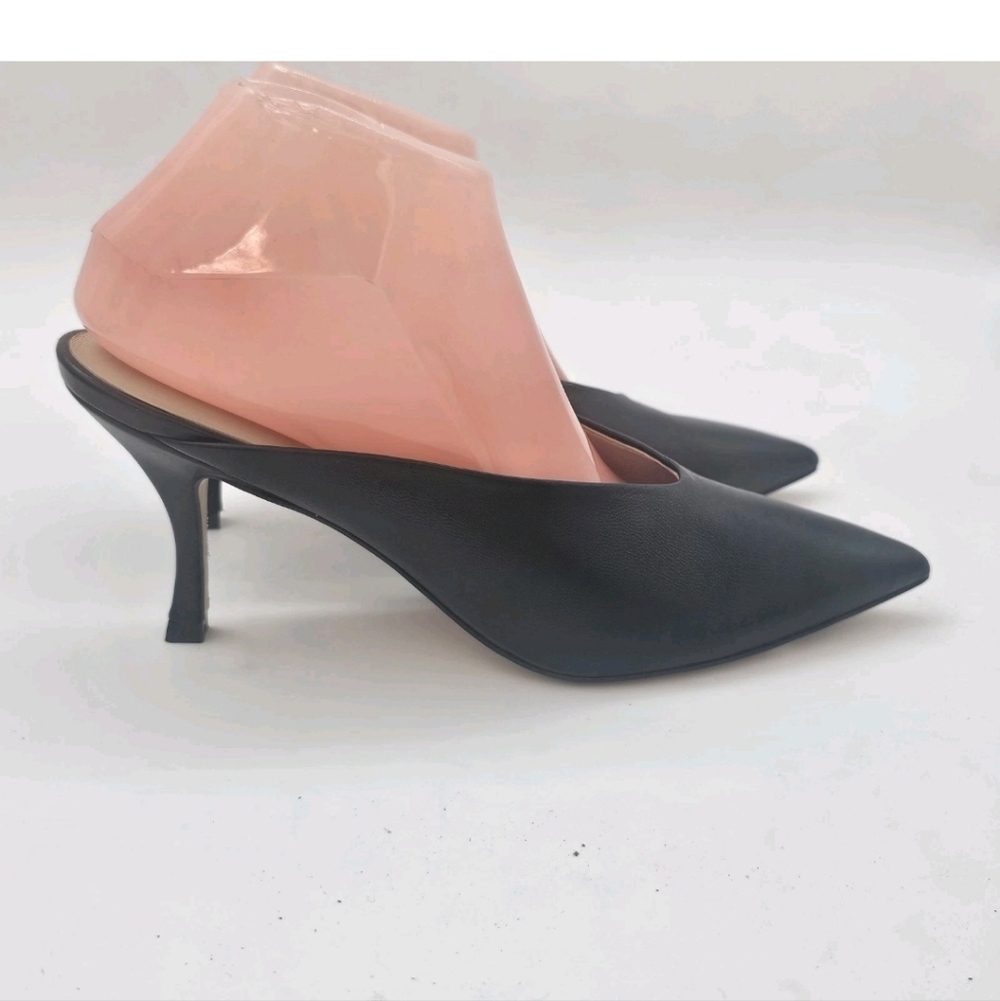 STUART WEITZMAN LEATHER LULA POINTED TOE PUMP IN BLACK 9.5 B MULE - Picture 4 of 14